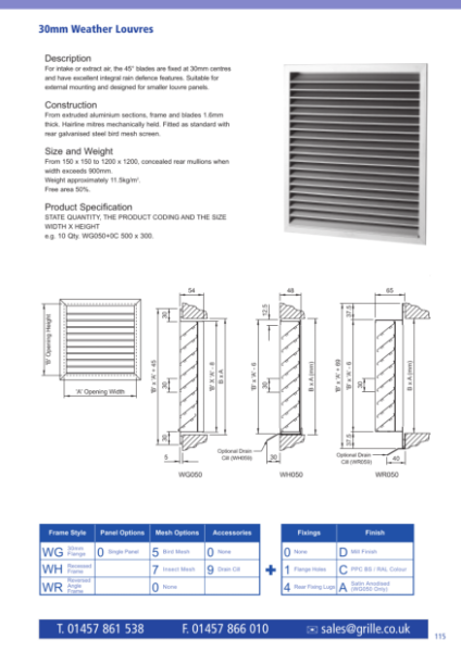 30mm Single Weather Louvres