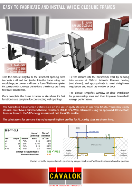 Cavalok BigBlok Closure Frame Technical Sheet