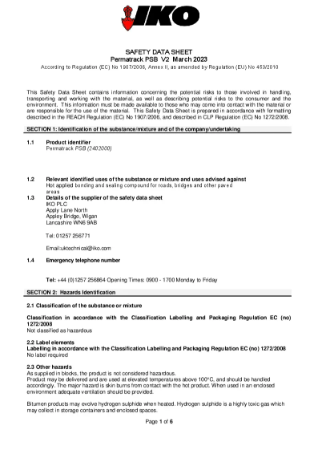 Material Safety Data Sheet (MSDS) - IKO Permatrack PSB