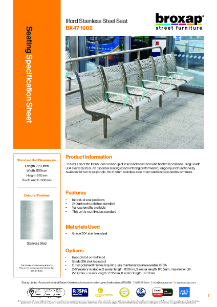 Ilford Stainless Steel Seat