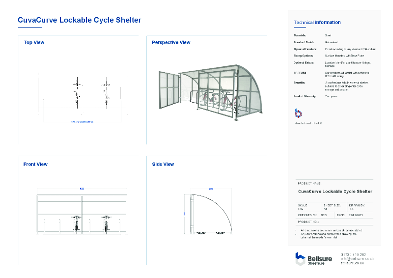 CuvaCurve Lockable Cycle Shelter Datasheet