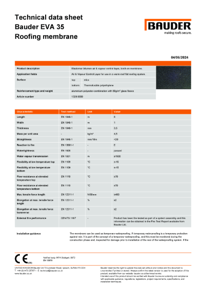 Bauder EVA 35 Air and Vapour Control Layer