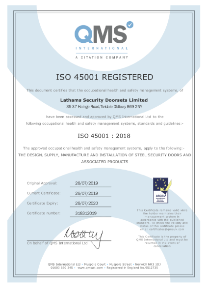 ISO 45001 Certificate