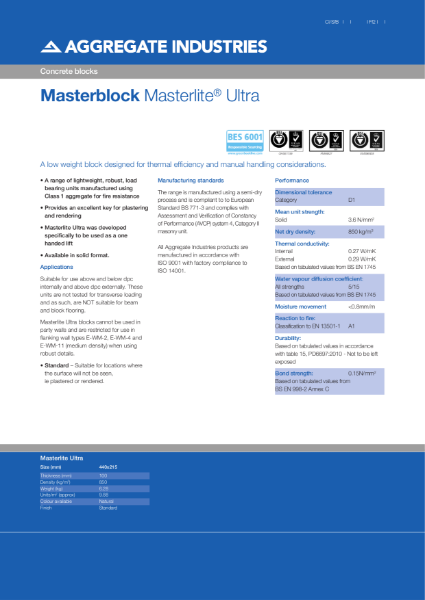 Masterblock Masterlite® Ultra concrete blocks