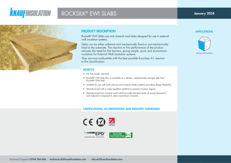 Knauf Insulation Rocksilk® EWI Slab - Product Datasheet