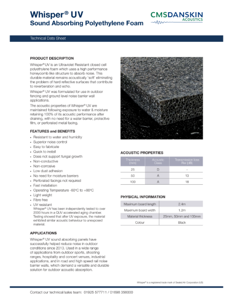 Whisper UV - Technical Data Sheet