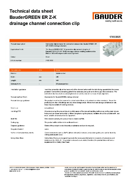 BauderGREEN ER Z-K - Technical Data Sheet