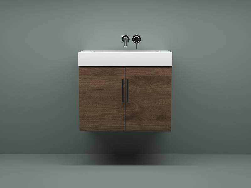 Wall Hung Solid Surface Vanity with Bespoke Cabinet - Vanity Unit