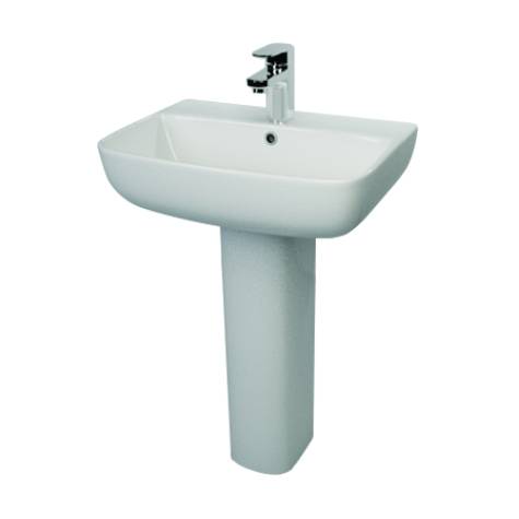 Cleo Square 55cm Washbasin 1 Tap Hole with Cleo Square Pedestal