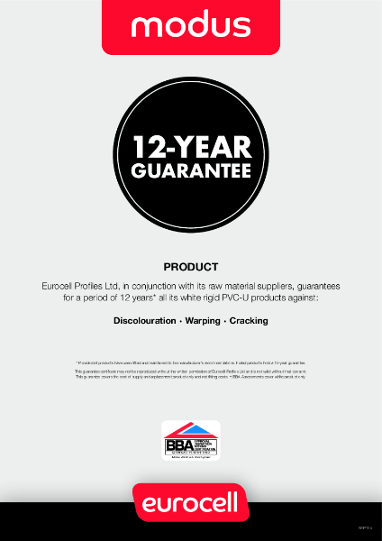 Modus 12 Year Product Guarantee Certificate