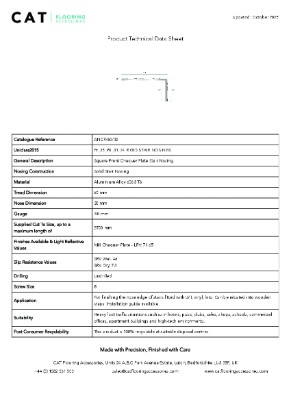 ANCP/60/30 Mill Chequer Plate Technical Datasheet