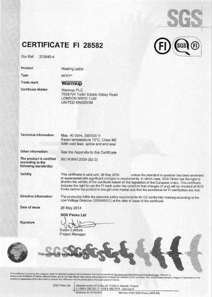 IEC 60800:2009 Certificate (WFP)
