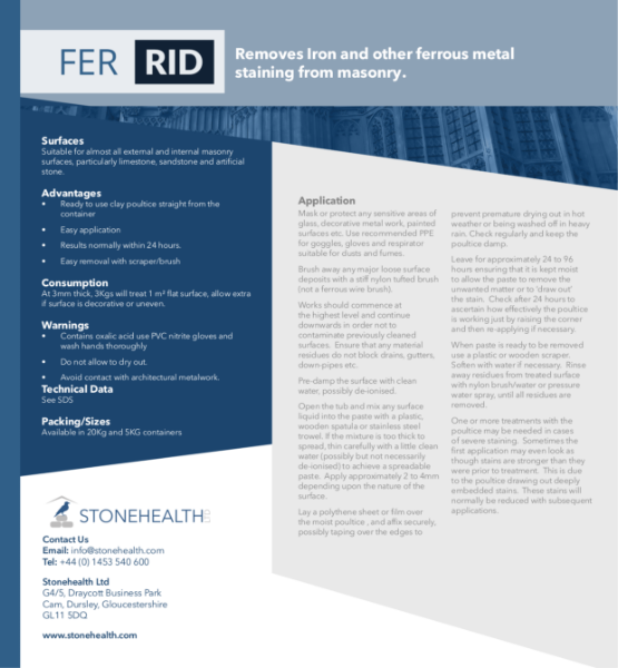 Fer-Rid Insert Sheet