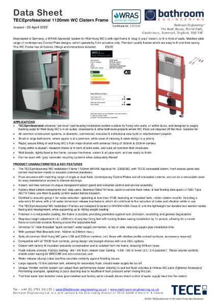 TECEprofessional H1120 Cistern Frame