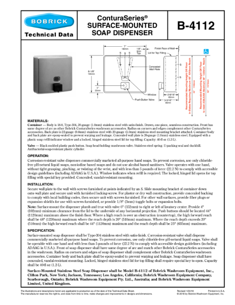 ConturaSeries® Surface-Mounted Soap Dispenser - B-4112