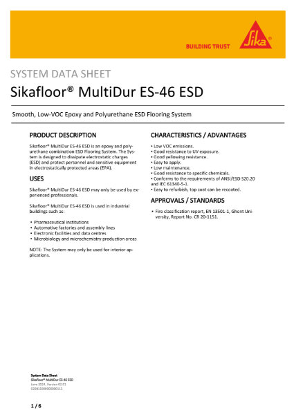 System Data Sheet - Sikafloor MultiDur ES-46 ESD