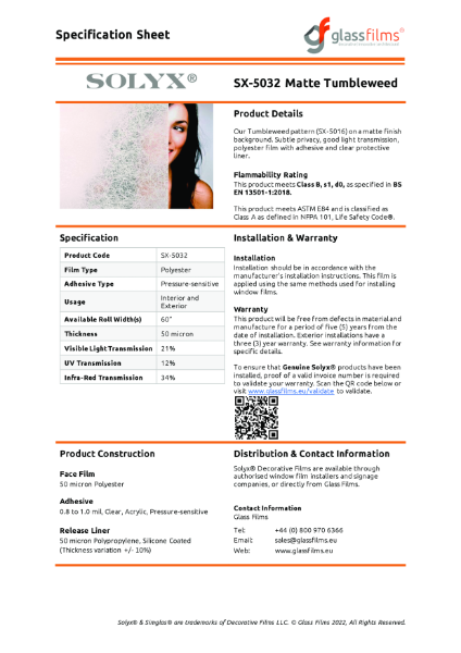 SX-5032 Matte Tumbleweed – Product Data Sheet