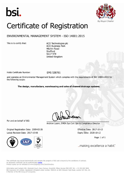 ISO 14001:2015 Certificate