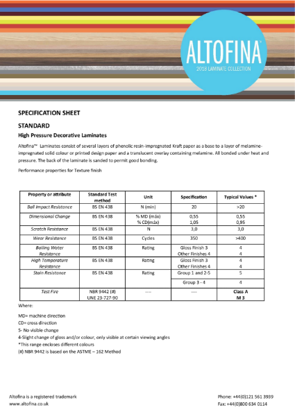 Altofina Specification