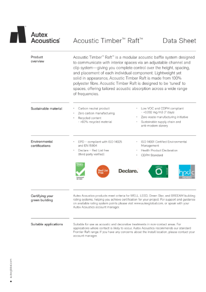 Acoustic Timber Raft Datasheet
