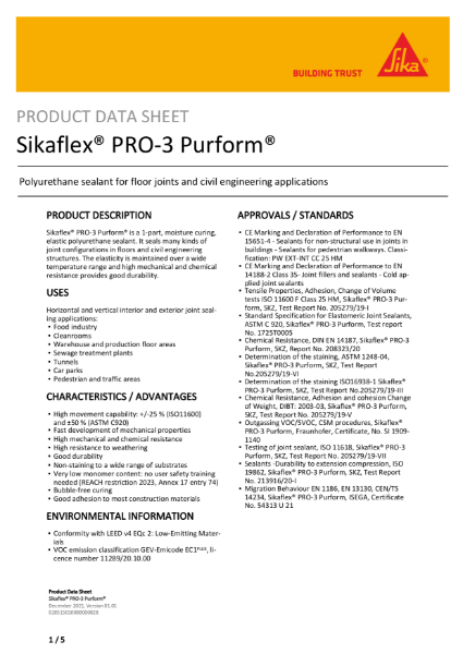 Sikaflex PRO 3 Purform - Product Data Sheet