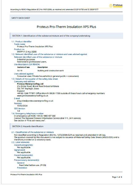 Safety Data Sheet - Proteus Pro-Therm XPS Plus