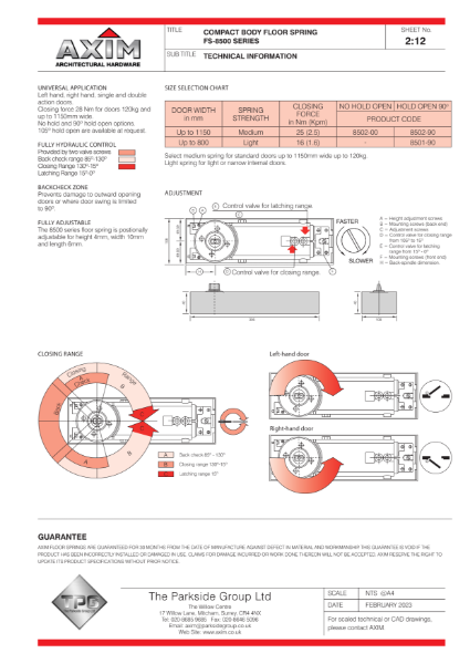 Axim FS-8500 Series Floor Spring