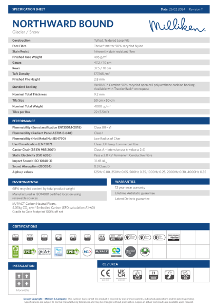 Northward Bound - Glacier & Snow - Technical Data Sheet