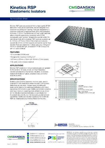 Kinetics RSP Elastomeric Isolators - TDS