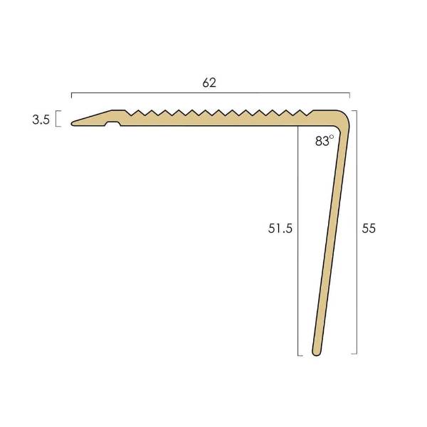 BN1SLR/55R - Brass Ridged Stair Nosing