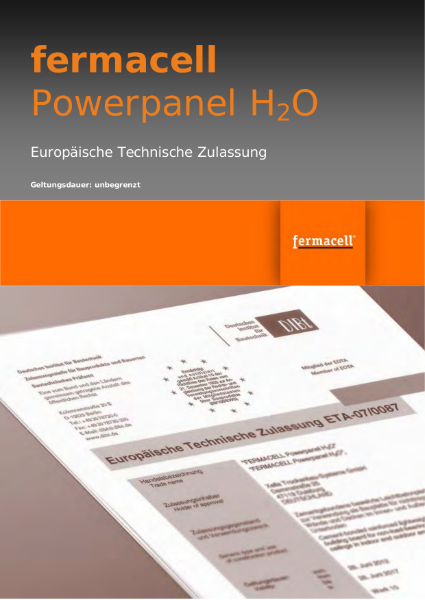 Powerpanel H2O ETA Certificate