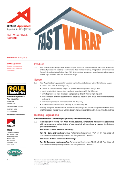 Branz Appraised: Fast Wrap Appraisal