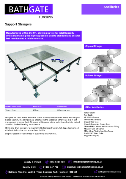 Raised Access Panel Support Stringers