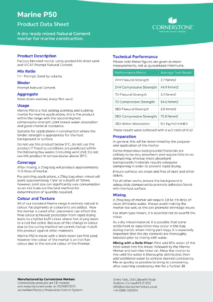 Marine P50 - Product Data Sheet