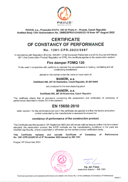 FDMQ 120 – Certificate (CE)
