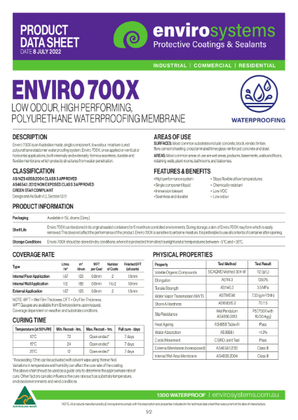 Enviro 700X Product Data Sheet