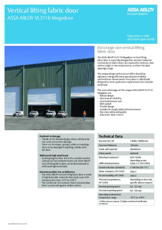 VL3116 Megadoor Vertical-lifting Fabric Door