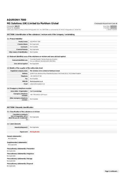 AQURON 7000 - Safety Data