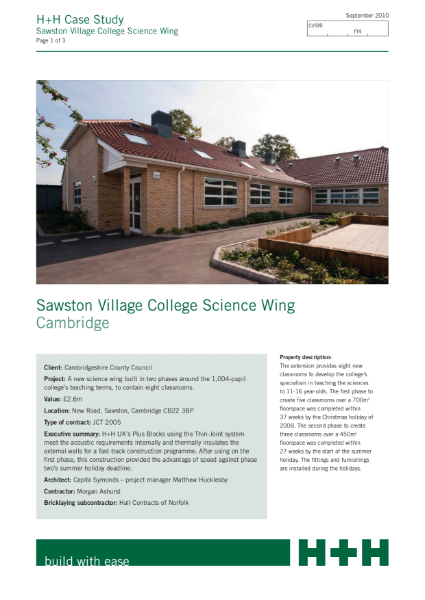 Case Study - Sawston Village College Science Wing