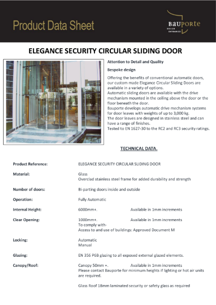 Bauporte Elegance Circular & Circular Security Sliding Doors