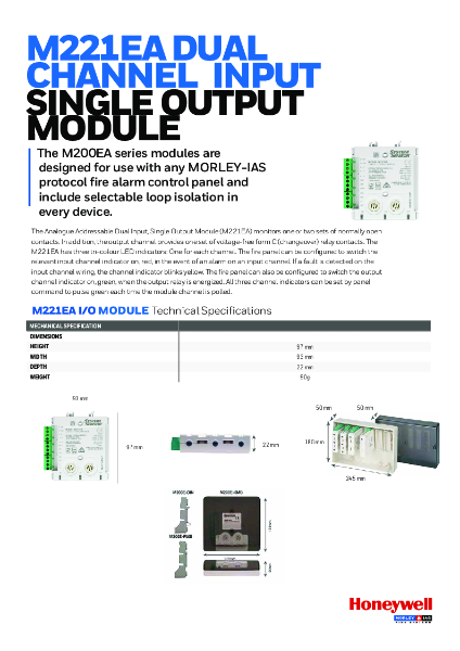 Morley-IAS M221EA Dual Channel Input Single Output Module