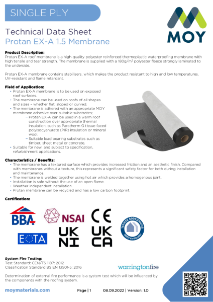 MOY Protan EX-A Adhered Single Ply