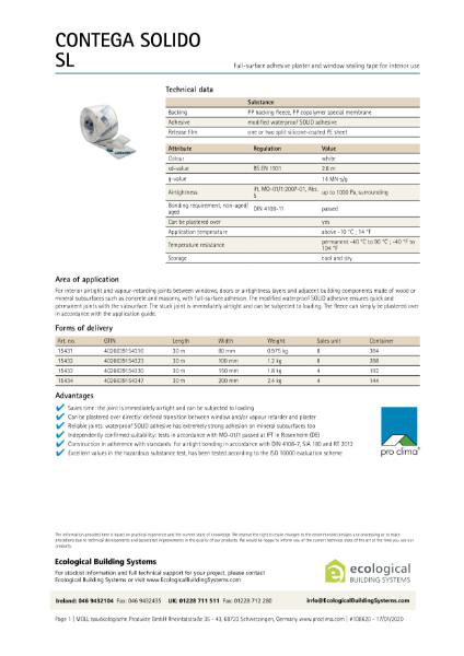 Contega Solido SL-Technical Datasheet