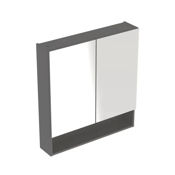 Geberit Selnova Square mirror cabinet with two doors and two glass shelves