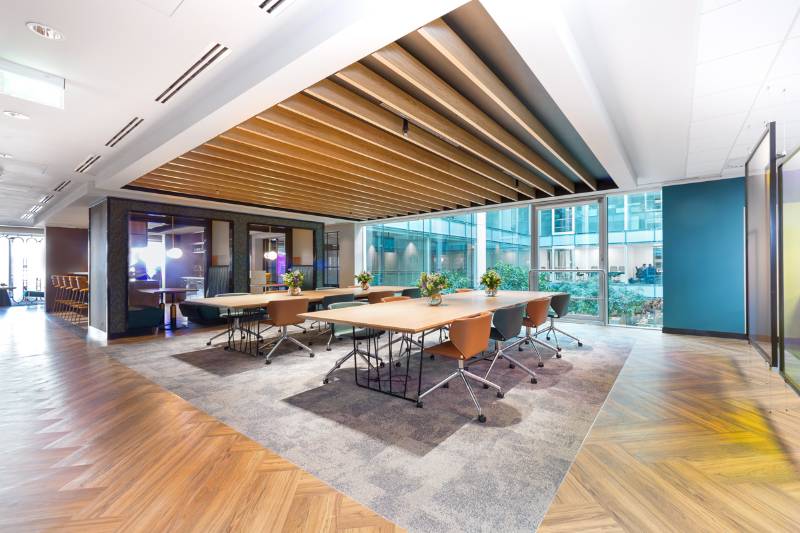 Timber Slatted Ceilings in Oxford Street Offices