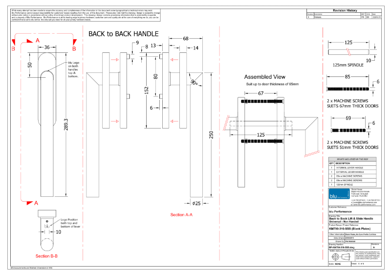 BLU™ - KM790 Lift and Slide Door Handle CAD