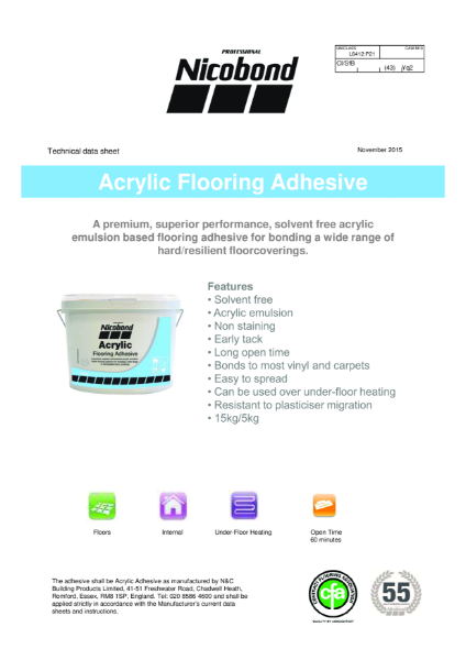 Nicobond Acrylic Flooring Adhesive Datasheet