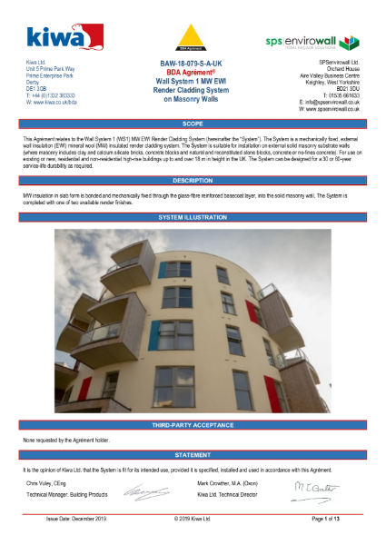 KIWA BDA Wall System 1 Render on Masonry