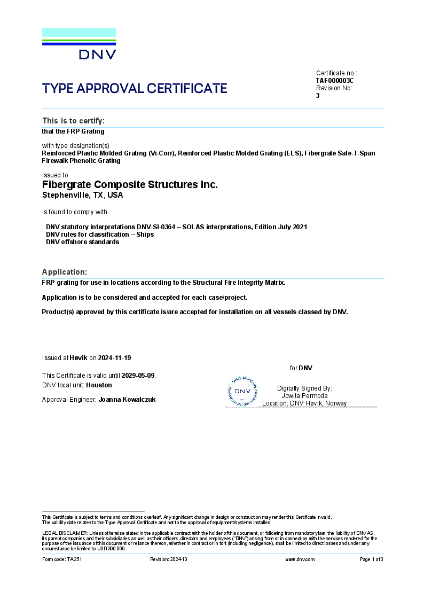 DNV - Type Approval Certificate: TAF000003C
