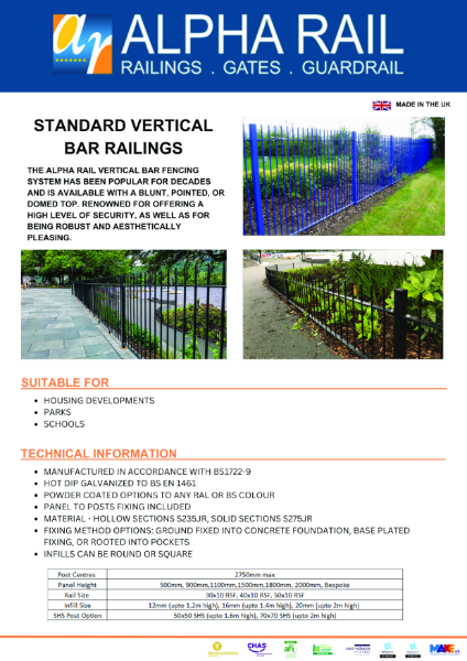 Standard Vertical Bar Railings